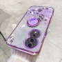 Honor 90 violetti glitter kukka sormuspidike suojakuori