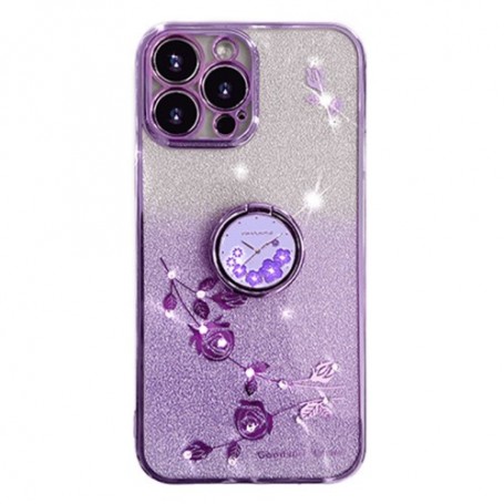 iPhone 16 Pro violetti glitter sormuspidike suojakuori