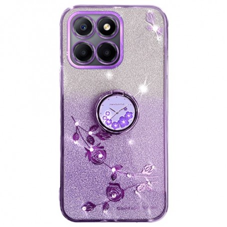 Honor X6b violetti glitter kukka suojakuori