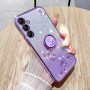 Samsung Galaxy S24 violetti glitter sormuspidike suojakuori